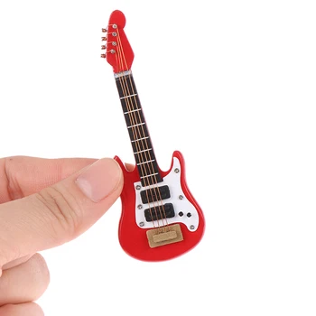1:12 Evcilik Minyatür müzik enstrümanı Elektro Gitar Çocuklar için Öğrenme Eğitim müzikli oyuncak Ev Dekor