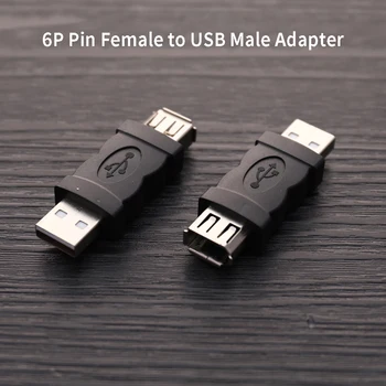 1 ADET Firewire IEEE 1394 6 Pin Dişi USB 2.0 Tip A Erkek Adaptör Adaptörü Kameralar Cep Telefonları MP3 Çalar Pda'lar Siyah