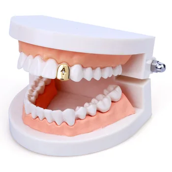 1 ADET Tek Hip Hop Altın Gümüş Renk Diş Grillz Kadın Erkek Üst Vampir Dişleri Diş İzgaralar Kapaklar Tek Diş Takı