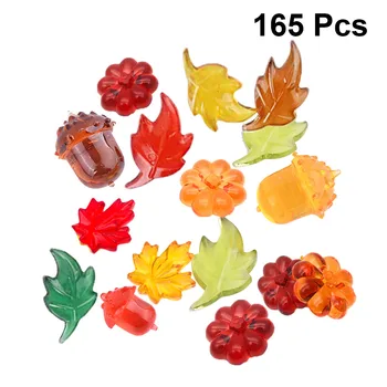 165 adet Akrilik Mini Kabak Akçaağaç Yaprağı Meşe Palamudu Meyveleri DIY El Sanatları Vazo Dolgu Şükran Günü Cadılar Bayramı Dekorasyon