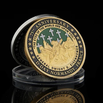 1994.6.6 İKINCI DÜNYA savaşı 75th Yıldönümü Fransa D-Day Normandiya Altın / Gümüş Kaplama Mücadelesi Coin