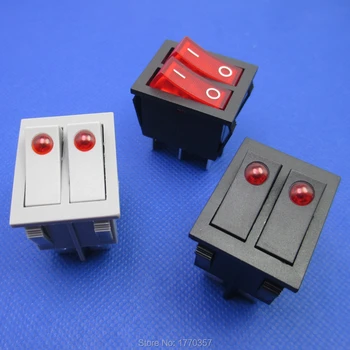 2 adet marka yeni düğme rocker anahtarı çift elektrik anahtarı isıtıcı yağ ısıtıcı 6 pins ile ışık On-Off 16A 250VAC