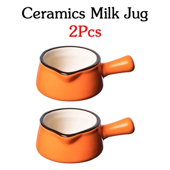 2 adet Mini Seramik süt sürahisi Saplı Kahve Aksesuarları sos kabı Seramik Baharat Kase mutfak gereçleri