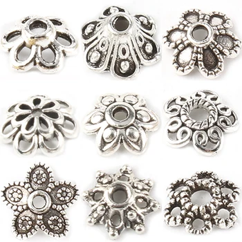 20-200 adet Tibet Antik Gümüş Renk çiçekli boncuk Uç Kapakları metal ara parça İçi Boş Boncuk Takı Yapımı İçin İğne Aksesuarları