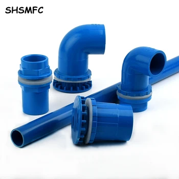 20 ~ 50mm Mavi PVC Boru 90° Dirsek Doğrudan Konnektörler Kalınlaşmak Akvaryum Taşma Eklemler Bahçe Sulama Giriş Çıkış Drenaj Uydurma