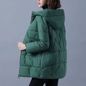 2021 Yeni Kadın Kış Ceket Uzun Sıcak Parkas Kadın Kalınlaşmak Ceket Pamuk Yastıklı Parka Ceket Kapşonlu Dış Giyim Artı Boyutu 4XL