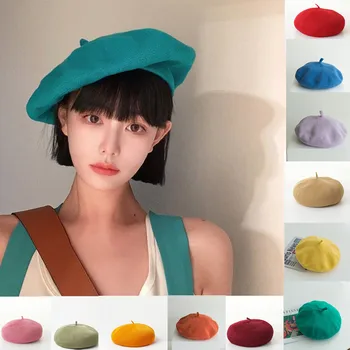 2021 yeni renk bere moda yün bere ressam şapka yün bere kroki şapka bayanlar sonbahar ve kış sanat şapka toptan ve perakende