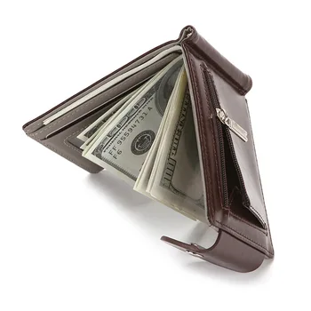 2022 New Soft Men's Wallet Clip Flip Buckle Zipper Coin Purse Card Holder мужской бумажник