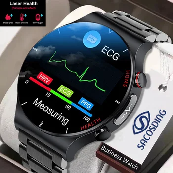 2022 Yeni EKG + PPG akıllı saat Erkekler Sangao Lazer Sağlık Kalp Hızı Kan Basıncı Spor Spor Saatler IP68 Su Geçirmez Smartwatch