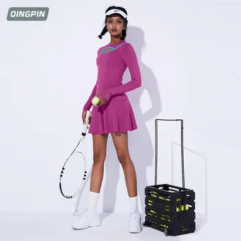 2022 Yeni kadın Spor Elbise Tenis Etek Badminton Etek fitness kıyafeti Çıplak Uzun kollu Spor Etek Yoga Etek Tenis Elbise