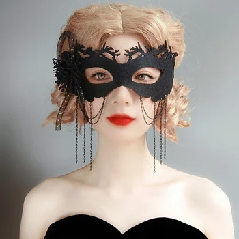 2022 Yeni Ölüm Maskesi Kadınlar Hollow Dantel Masquerade Yüz Maskesi Seksi Cosplay Kostümleri Parti Sahne Kostüm Gece Kulübü Kraliçe Maskesi