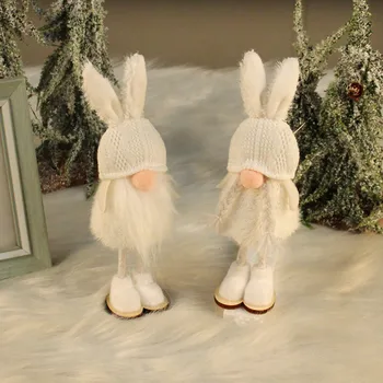 2023 Yeni Yıl Noel Melek Kız Bebek Süsleri Sevimli Tavşan Kulakları Ayakta Meçhul Bebek Noel Süslemeleri Ev için Navidad