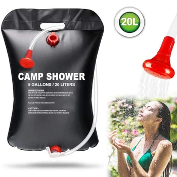 20L kamp duş torbası güneş enerjisi ısıtmalı taşınabilir katlanır açık banyo çantası seyahat yürüyüş tırmanma PVC su torbası kamp ekipmanları