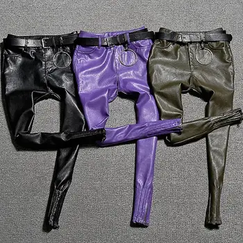 25-31!2022 bahar moda PU Deri Yüksek Bel Sıska kalem pantolon Kadın Jegging Pantolon Rahat
