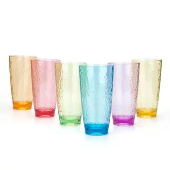 26-ons Büyük Akrilik Gözlük Plastik Bardak/içecek bardakları,6 set Çok Dövülmüş Tarzı,BPA Ücretsiz
