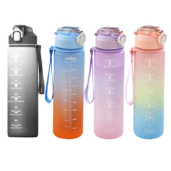 2L Su Şişesi Saman İle Zaman Ölçeği Çıkartmalar Kızlar Büyük Taşınabilir Seyahat Şişeleri Spor Spor Yeniden kullanılabilir Plastik içecek bardakları