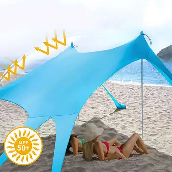 300X200 cm Plaj Tente Çadır İle 8 Kum Torbası ve 4 Direkleri Çadır Açık Plaj CampingCanopy Gölge Membran Şemsiye Güneş Gölge Çadır