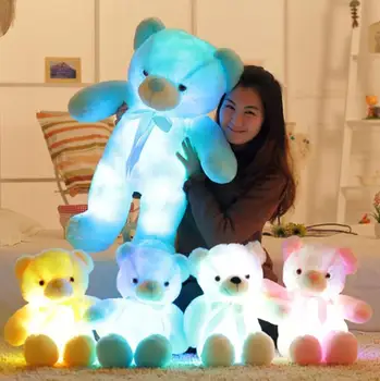 30CM Aydınlık peluş oyuncaklar parlak LED Renkli Parlayan Oyuncak Ayı Doldurulmuş Hayvan Bebek Çocuk noel hediyesi Çocuklar Kızlar İçin