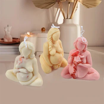 3D İnsan Vücudu Sanatı Anne Doğum Sabunu Muold Hamile Kadın Ev Süslemeleri DIY Ev Yapımı Soya Balmumu Mum Silikon Mum Kalıp