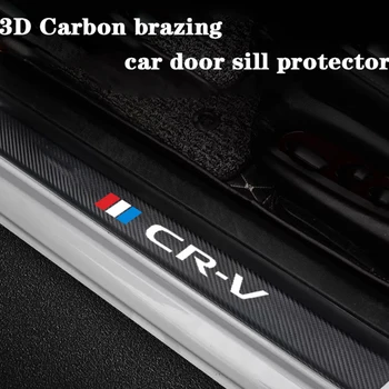 4 adet Karbon Fiber Kapı Eşiği Koruyucu Deri Vinil Çıkartmalar Honda CRV İçin CR-V 2018 2015 2016 2017 2019 2020 Araba Aksesuarları