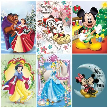 5D Dıy Elmas Boyama Disney Karikatür Prenses Belle Ve Mickey Mouse Noel Çapraz Dikiş Sanat Matkap Mozaik Reçine Ev Dekor