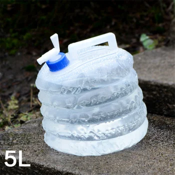 5L açık PE teleskopik katlanır su torbası kova musluk araba EP kamp içme termos su ısıtıcısı taşıma çantası ayak