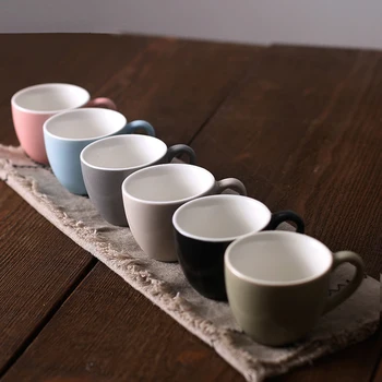 6 ADET 100 ml Çok Renkli Modern Seramik Kahve Kupalar Set Kaliteli Küçük Zarif Porselen Çay Bardak Ev Partisi Ofis Sofra