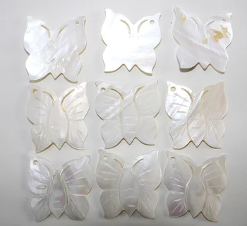 6PCS Moda Doğal Kabuk el Yapımı Dıy Takı Yapma Kolye Küpe Aksesuarlar için Kelebek Takılar Kolye Oyma 