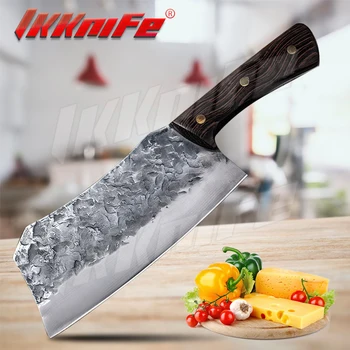 7.5 İnç Geleneksel El Yapımı Dövme Bıçak Çin Şef Mutfak Doğrayın Kemik Et Cleaver Sebze Dilimleme Bıçağı Paslanmaz Çelik