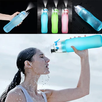 740ML Fırçalama Spor Su Şişesi Taşınabilir Plastik Sprey Şişesi Sızdırmaz seyahat tipi kupa Şeker Renk Yoga Kamp İçme Araçları