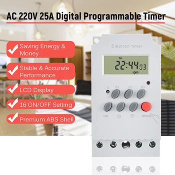 AC 220 V 25A Dijital Programlanabilir Zamanlayıcı Din Ray Elektronik Zamanlayıcı Zaman Anahtarı Denetleyicisi ile lcd ekran Saat Dijital Zamanlayıcı