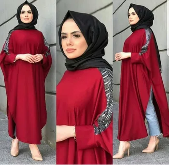 Afrika Giysi Müslüman Başörtüsü Elbise Kadın İslam giyim Abaya Pullu Pakistanlı Elbiseler Fas Kaftan Ramazan Burka jubah