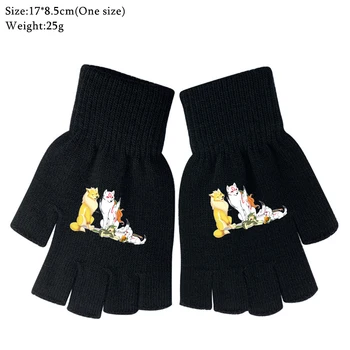 Anime Natsume Yuujinchou Moda Örme Yarım Parmak Eldiven Erkek Kız Sonbahar Kış Sıcak Siyah Cosplay Karikatür Eldivenler Hediye