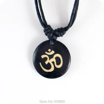 AUM OM Ohm Hindu Budist Hinduizm Yoga Hindistan yak kemik Oyma Kolye Kolye Muska Şanslı Hediye Tribal moda takı