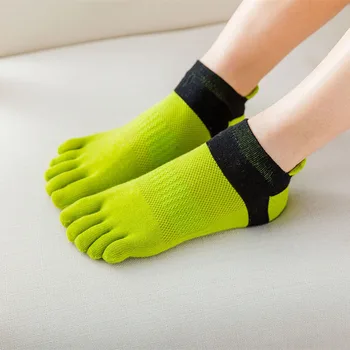 Ayak Çorap Kadın %100 Pamuk Beş Parmak Çorap Nefes Pamuk Çorap Spor Koşu Düz Renk Sarı Mavi Çorap Kadın Sox Yeni
