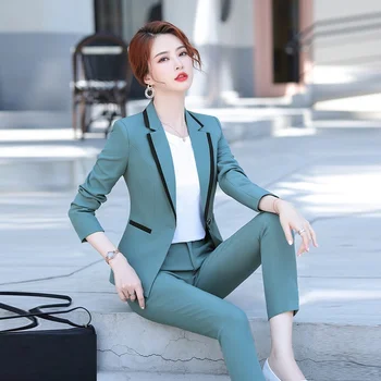 Bahar Kış kadın Ofis Kadın İnce Yüksek Kaliteli Bayan Ceket günlük pantolon Takım Elbise İki parçalı Takım Elbise Profesyonel Resmi Pantolon