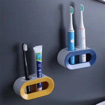 Banyo Duvara Monte Diş Fırçası Diş Macunu Tutucu Raf Çift Delikli Diş fırça düzenleyici Su Geçirmez Depolama Rafı Yumruk Ücretsiz