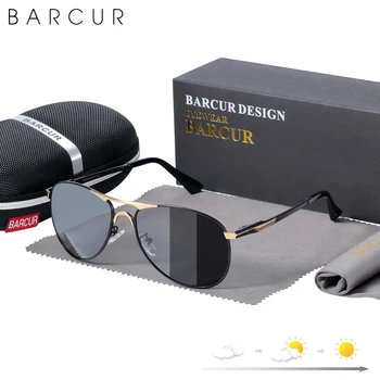 BARCUR Fotokromik Güneş Gözlüğü Yüksek Kalite Erkekler Marka Tasarımcısı Polarize Güneş Gözlükleri Sürüş Erkek Güneş Gözlükleri UV400