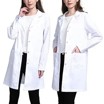 Bayan Tek Göğüslü laboratuvar önlüğü Tıbbi Doktor Bluz Öğrenci Bilimsel Hemşire Cosplay Çentikli Yaka Yaka Ceket Cepler ile