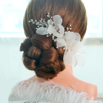 beyaz çiçek tokalarım boncuklu gelin modelleme bej çiçek saç klipleri düğün saç aksesuarları