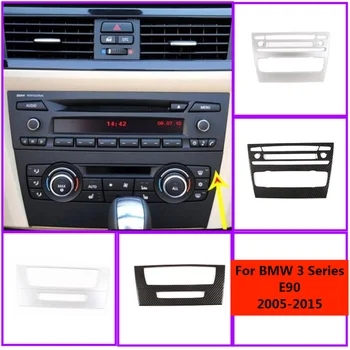 BMW 3 Serisi için E90 2005-2012 ABS Karbon Fiber Merkezi Kontrol Klima Ses Düğmesi Paneli Çerçeve Süslemeleri Araba Aksesuarları