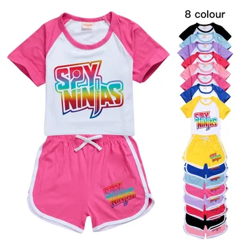 CASUS NİNJA 100-170 amazon'un Yeni T-shirt Şort Rahat spor elbise Çocuk Butik Giyim Toptan Bebek Kız Üstleri Seti Erkek Tshirt