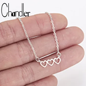 Chandler Paslanmaz Çelik Üçlü Aşk Kolye Gül Altın Renk Üç Kalp Birlikte Sonsuza Romantik Loving Takı Kadınlar için