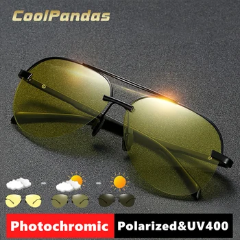 CoolPandas Marka Tasarım Polarize Güneş Gözlüğü Erkekler Fotokromik sürüş gözlükleri Kadınlar Klasik UV400 Koruma zonnebril heren