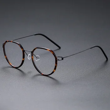 Danimarka Kişilik Tasarım Titanyum Alaşımlı Gözlük Çerçevesi Vidasız Kadın Gözlük Okuma Erkekler Miyopi El Yapımı Gafas Gözlük