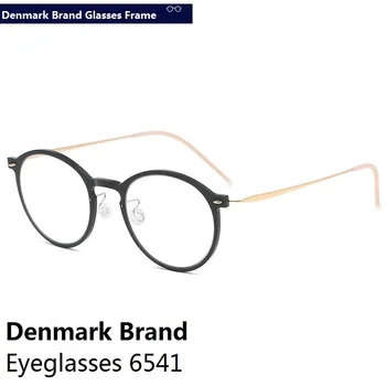 Danimarka Marka Retro Yuvarlak Gözlük Çerçeve Erkekler Vidasız Ultralight Miyopi Reçete Optik Titanyum Gözlük 6541