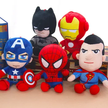 Disney 27 cm Marvel Avengers Anime Dolması Kahraman Kaptan Amerika Demir Adam Örümcek Adam Kawaii peluş oyuncaklar Film Bebekler Hediyeler çocuklar için