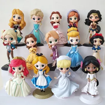 Disney Kar Beyaz Küçük Prenses Bebek Ariel Rapunzel Elsa Anna Figürü Oyuncak Bebekler Oyuncaklar Kek Topper Kek Dekor Çocuk doğum günü partisi