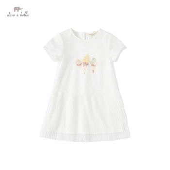 DK2221406 dave bella yaz kız 5Y-13Y moda karikatür katı elbise çocuk tatlı butikler elbise çocuklar bebek lolita giysileri