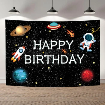 Doğum günü Uzay Parti Gezegen Goblen Çocuk Dış Uzay Tema Zemin Doğum Günü Dekorasyon Galaxy Astronot Fotoğraf Arka Plan